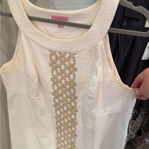 Lilly Pulitzer Cream Dress with Gold Detailing